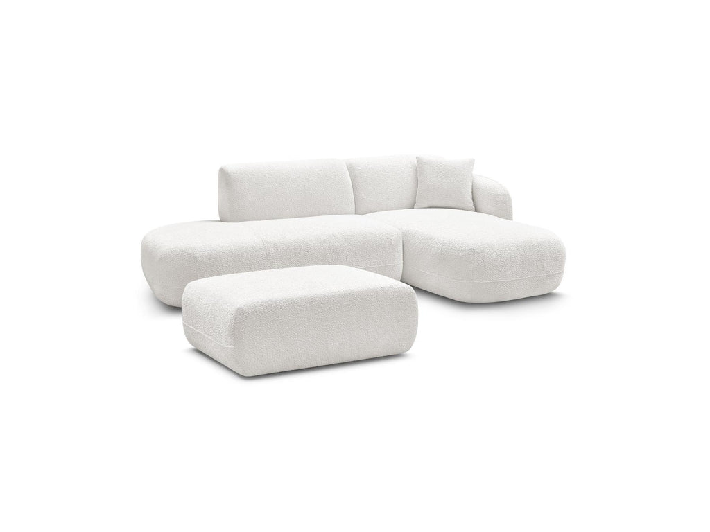 Anda - Modular Fixed Corner Sofa with 1 Chaise Longue, 1 Armless End Unit and 1 Pouffe - Right-Hand Corner