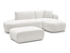 Anda - Modular Fixed Corner Sofa with 1 Chaise Longue, 1 Armless End Unit and 1 Pouffe - Right-Hand Corner
