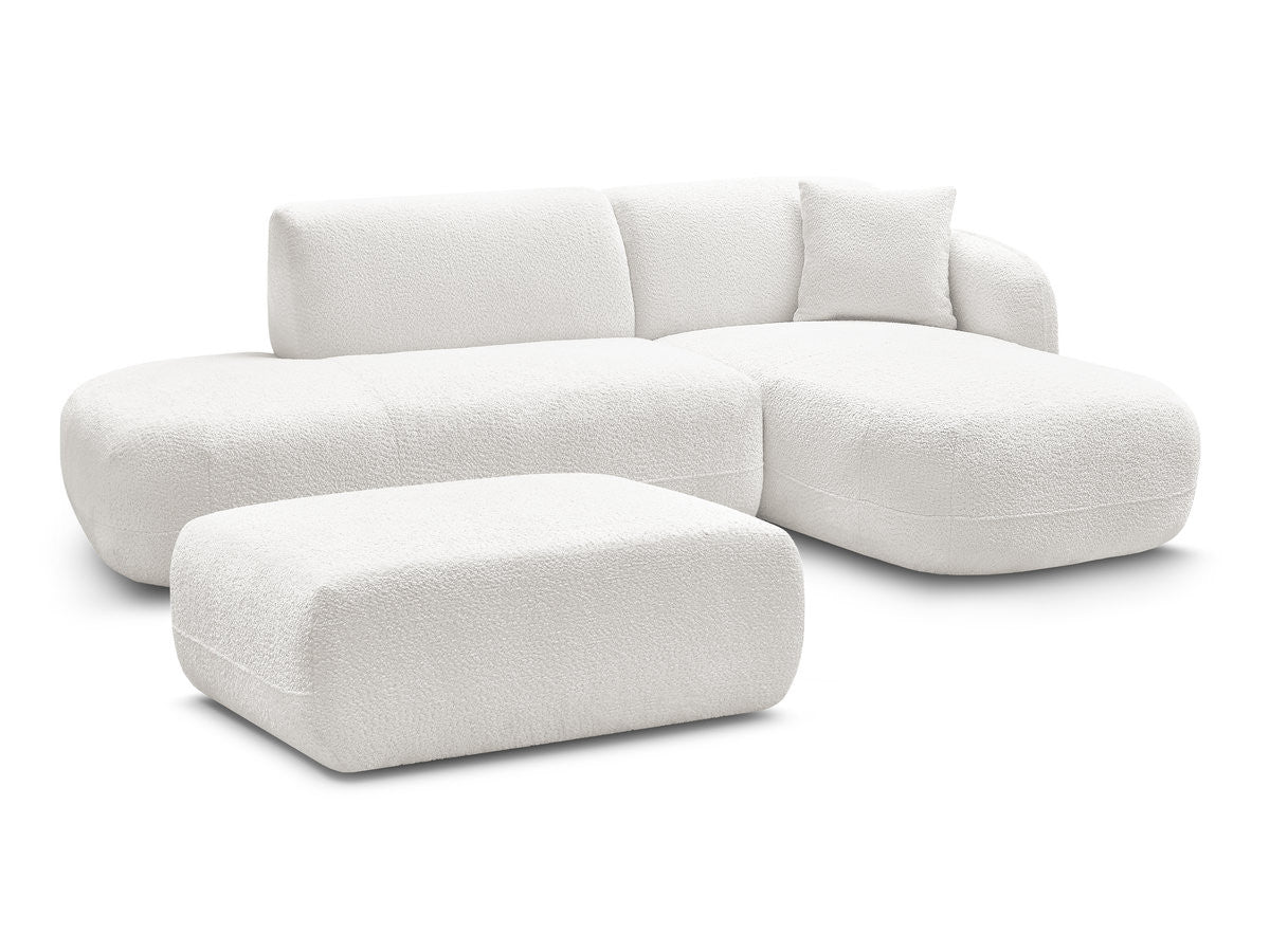 Anda - Modular Fixed Corner Sofa with 1 Chaise Longue, 1 Armless End Unit and 1 Pouffe - Right-Hand Corner