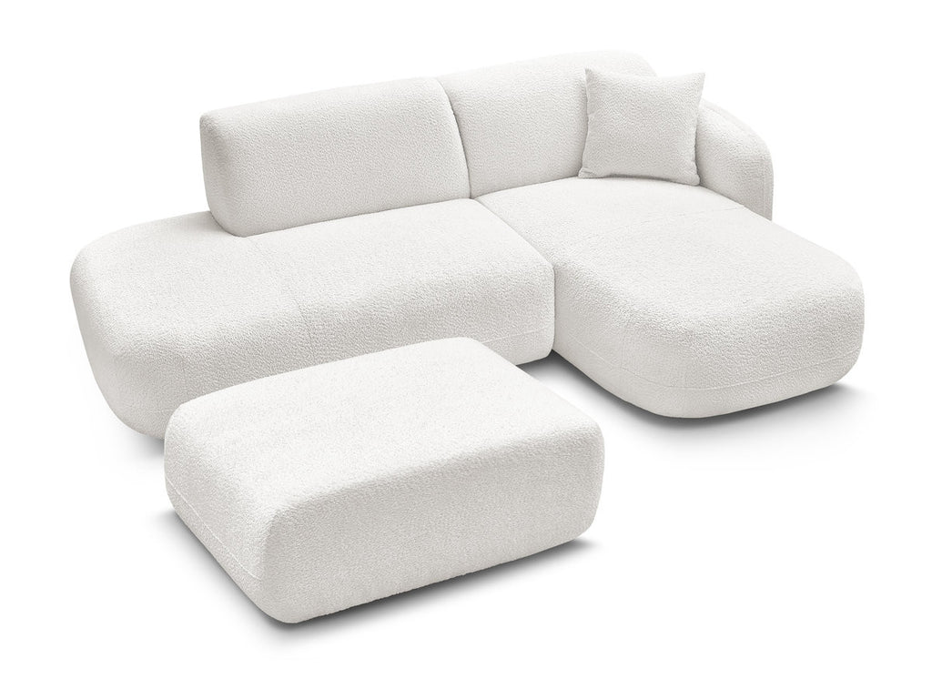 Anda - Modular Fixed Corner Sofa with 1 Chaise Longue, 1 Armless End Unit and 1 Pouffe - Right-Hand Corner