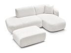 Anda - Modular Fixed Corner Sofa with 1 Chaise Longue, 1 Armless End Unit and 1 Pouffe - Right-Hand Corner