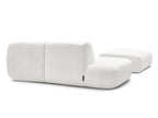 Anda - Modular Fixed Corner Sofa with 1 Chaise Longue, 1 Armless End Unit and 1 Pouffe - Right-Hand Corner