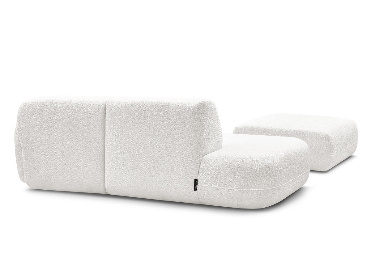 Anda - Modular Fixed Corner Sofa with 1 Chaise Longue, 1 Armless End Unit and 1 Pouffe - Right-Hand Corner