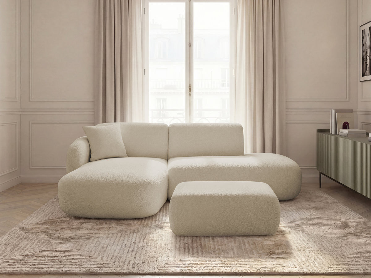 Anda - Modular Fixed Corner Sofa with 1 Chaise Longue, 1 Armless End Unit and 1 Pouffe - Left-Hand Corner