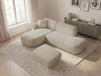 Anda - Modular Fixed Corner Sofa with 1 Chaise Longue, 1 Armless End Unit and 1 Pouffe - Left-Hand Corner