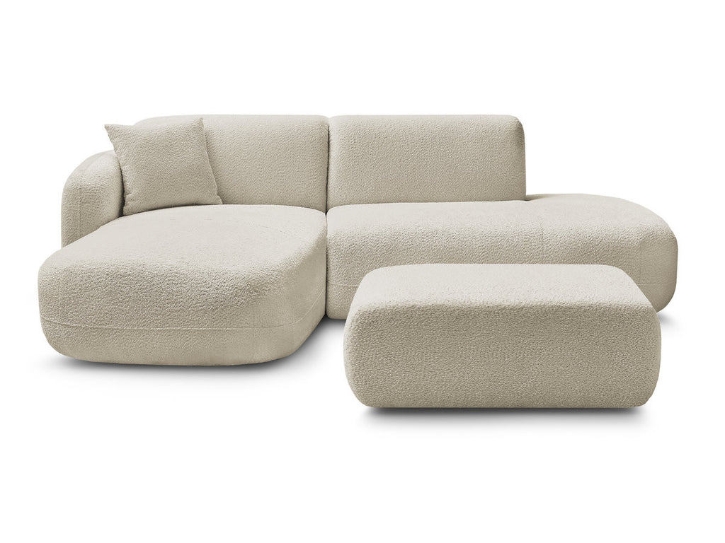 Anda - Modular Fixed Corner Sofa with 1 Chaise Longue, 1 Armless End Unit and 1 Pouffe - Left-Hand Corner
