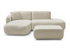 Anda - Modular Fixed Corner Sofa with 1 Chaise Longue, 1 Armless End Unit and 1 Pouffe - Left-Hand Corner