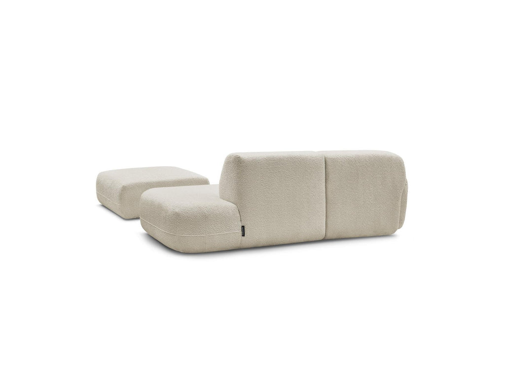 Anda - Modular Fixed Corner Sofa with 1 Chaise Longue, 1 Armless End Unit and 1 Pouffe - Left-Hand Corner