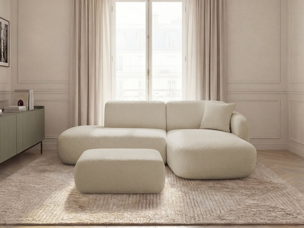 Anda - Modular Fixed Corner Sofa with 1 Chaise Longue, 1 Armless End Unit and 1 Pouffe - Right-Hand Corner