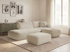 Anda - Modular Fixed Corner Sofa with 1 Chaise Longue, 1 Armless End Unit and 1 Pouffe - Right-Hand Corner