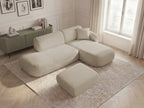 Anda - Modular Fixed Corner Sofa with 1 Chaise Longue, 1 Armless End Unit and 1 Pouffe - Right-Hand Corner