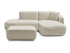 Anda - Modular Fixed Corner Sofa with 1 Chaise Longue, 1 Armless End Unit and 1 Pouffe - Right-Hand Corner