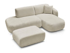 Anda - Modular Fixed Corner Sofa with 1 Chaise Longue, 1 Armless End Unit and 1 Pouffe - Right-Hand Corner