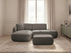 Anda - Modular Fixed Corner Sofa with 1 Chaise Longue, 1 Armless End Unit and 1 Pouffe - Left-Hand Corner