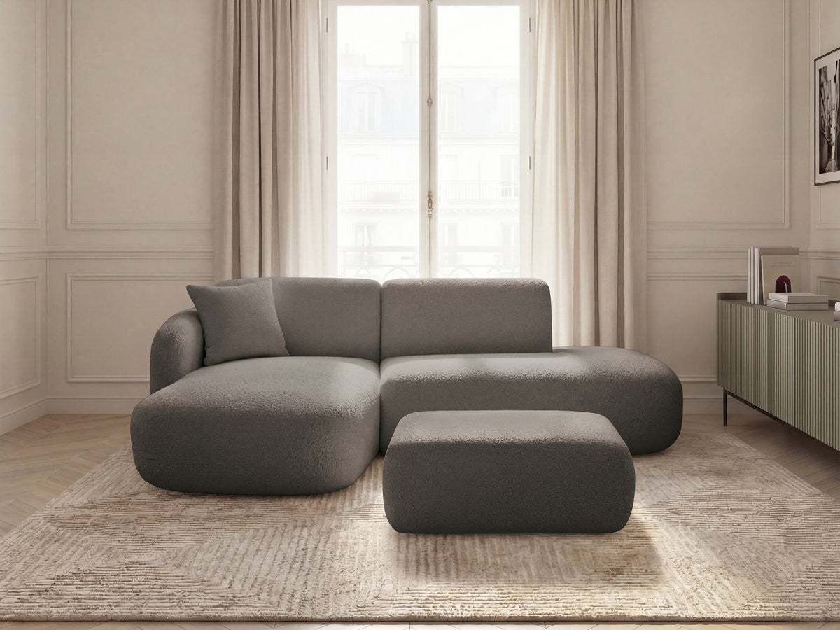 Anda - Modular Fixed Corner Sofa with 1 Chaise Longue, 1 Armless End Unit and 1 Pouffe - Left-Hand Corner
