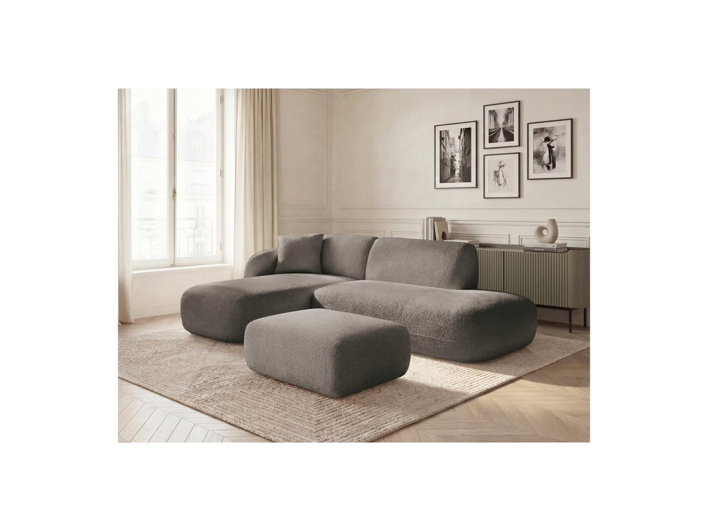 Anda - Modular Fixed Corner Sofa with 1 Chaise Longue, 1 Armless End Unit and 1 Pouffe - Left-Hand Corner
