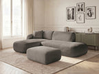 Anda - Modular Fixed Corner Sofa with 1 Chaise Longue, 1 Armless End Unit and 1 Pouffe - Left-Hand Corner