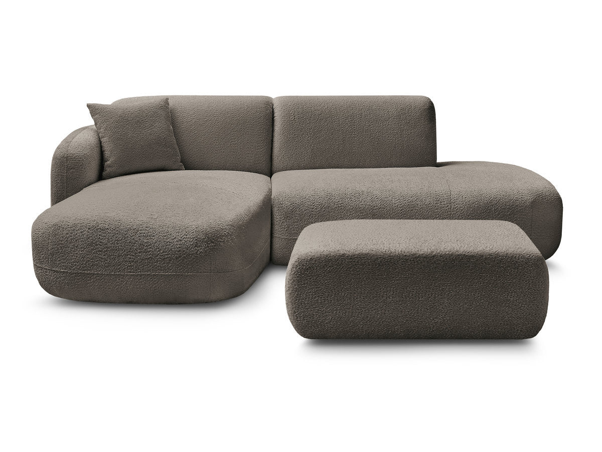 Anda - Modular Fixed Corner Sofa with 1 Chaise Longue, 1 Armless End Unit and 1 Pouffe - Left-Hand Corner