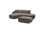 Anda - Modular Fixed Corner Sofa with 1 Chaise Longue, 1 Armless End Unit and 1 Pouffe - Left-Hand Corner