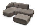 Anda - Modular Fixed Corner Sofa with 1 Chaise Longue, 1 Armless End Unit and 1 Pouffe - Left-Hand Corner