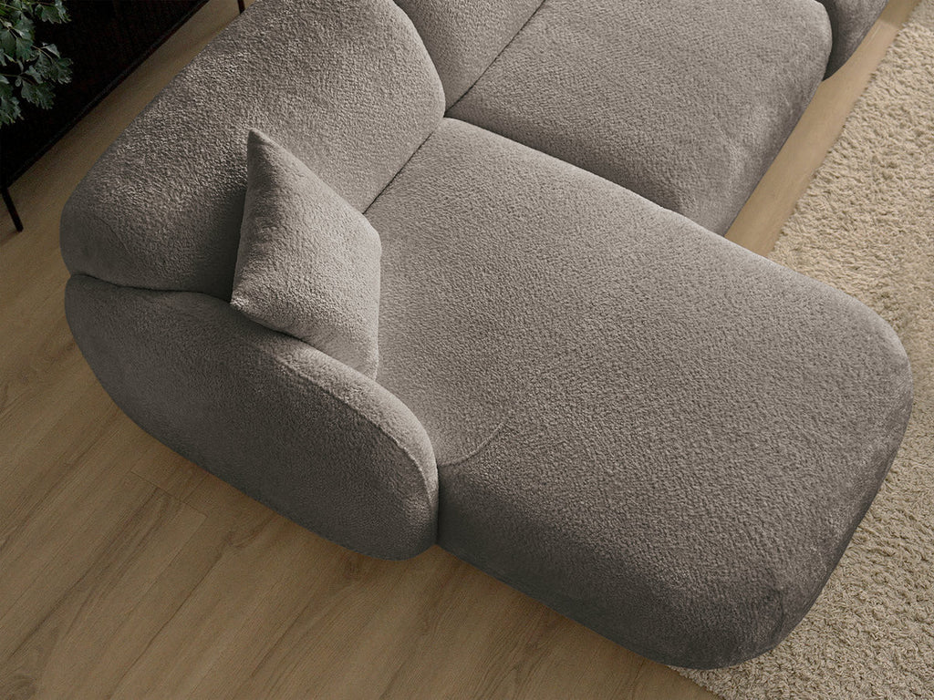 Anda - Modular Fixed Corner Sofa with 1 Chaise Longue, 1 Armless End Unit and 1 Pouffe - Left-Hand Corner