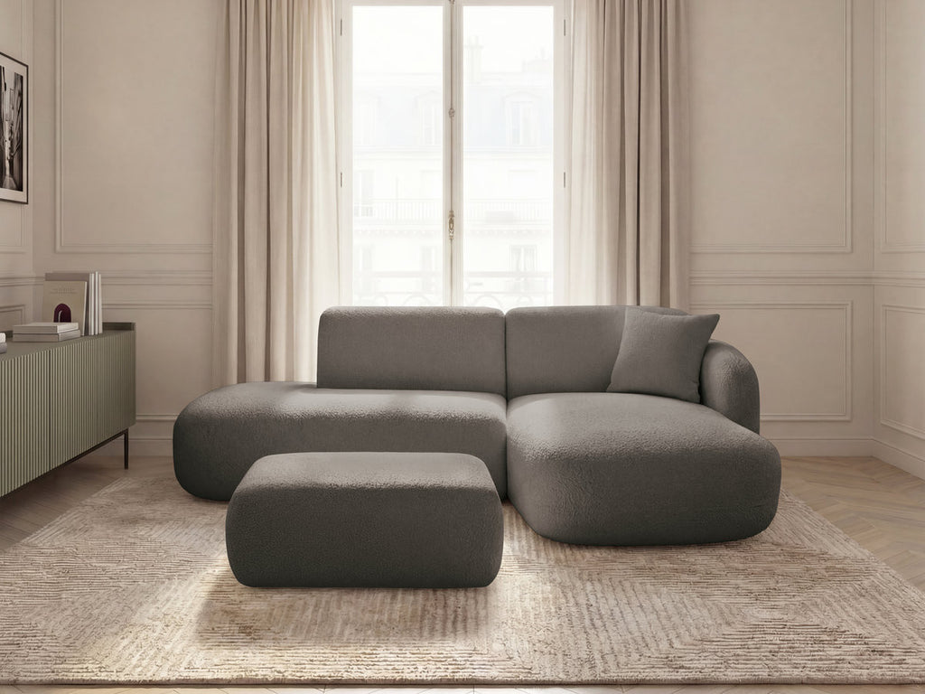 Anda - Modular Fixed Corner Sofa with 1 Chaise Longue, 1 Armless End Unit and 1 Pouffe - Right-Hand Corner