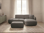 Anda - Modular Fixed Corner Sofa with 1 Chaise Longue, 1 Armless End Unit and 1 Pouffe - Right-Hand Corner