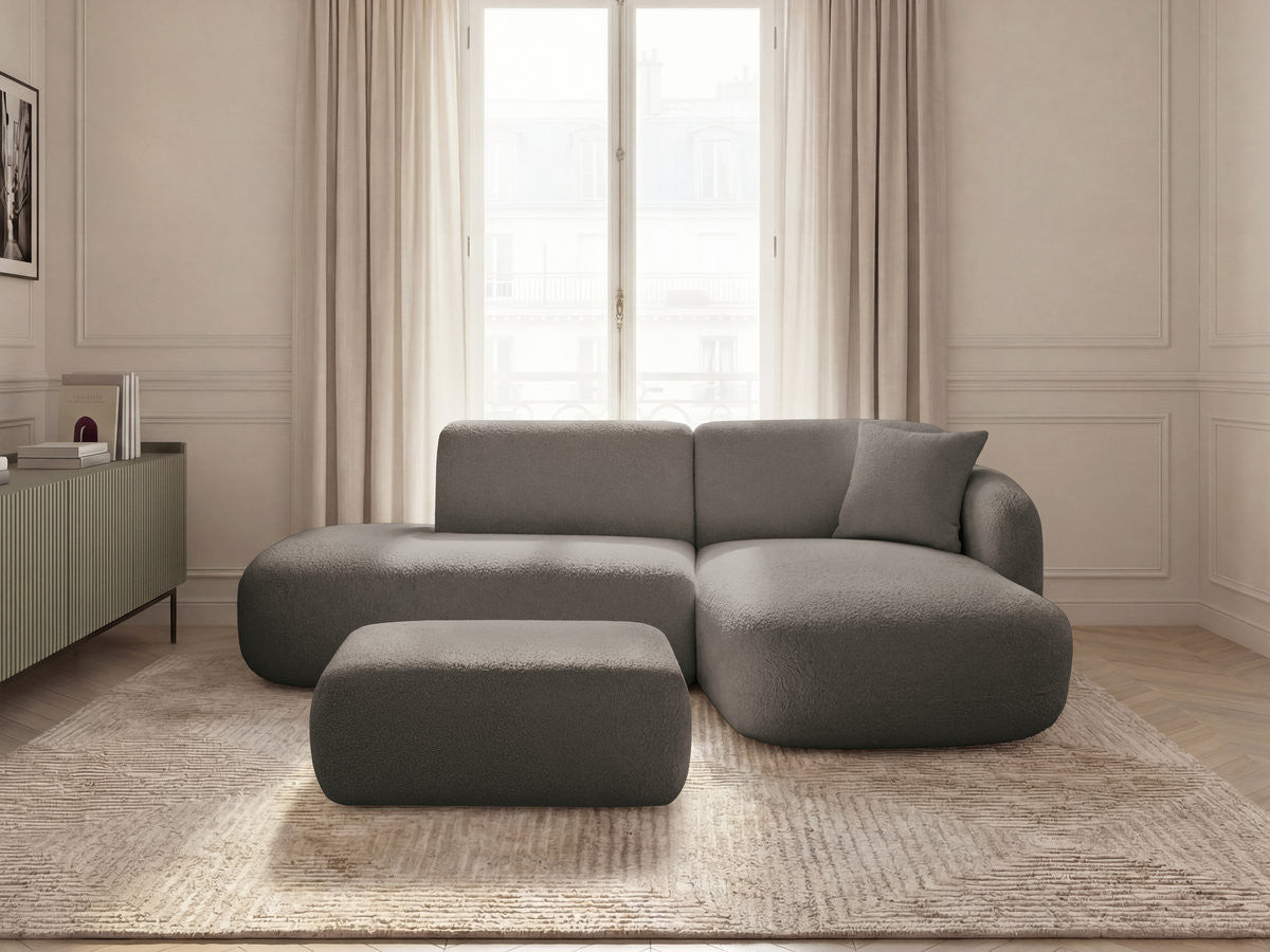 Anda - Modular Fixed Corner Sofa with 1 Chaise Longue, 1 Armless End Unit and 1 Pouffe - Right-Hand Corner