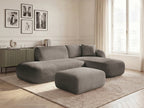 Anda - Modular Fixed Corner Sofa with 1 Chaise Longue, 1 Armless End Unit and 1 Pouffe - Right-Hand Corner