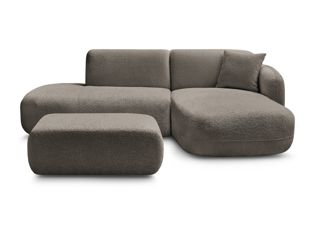 Anda - Modular Fixed Corner Sofa with 1 Chaise Longue, 1 Armless End Unit and 1 Pouffe - Right-Hand Corner