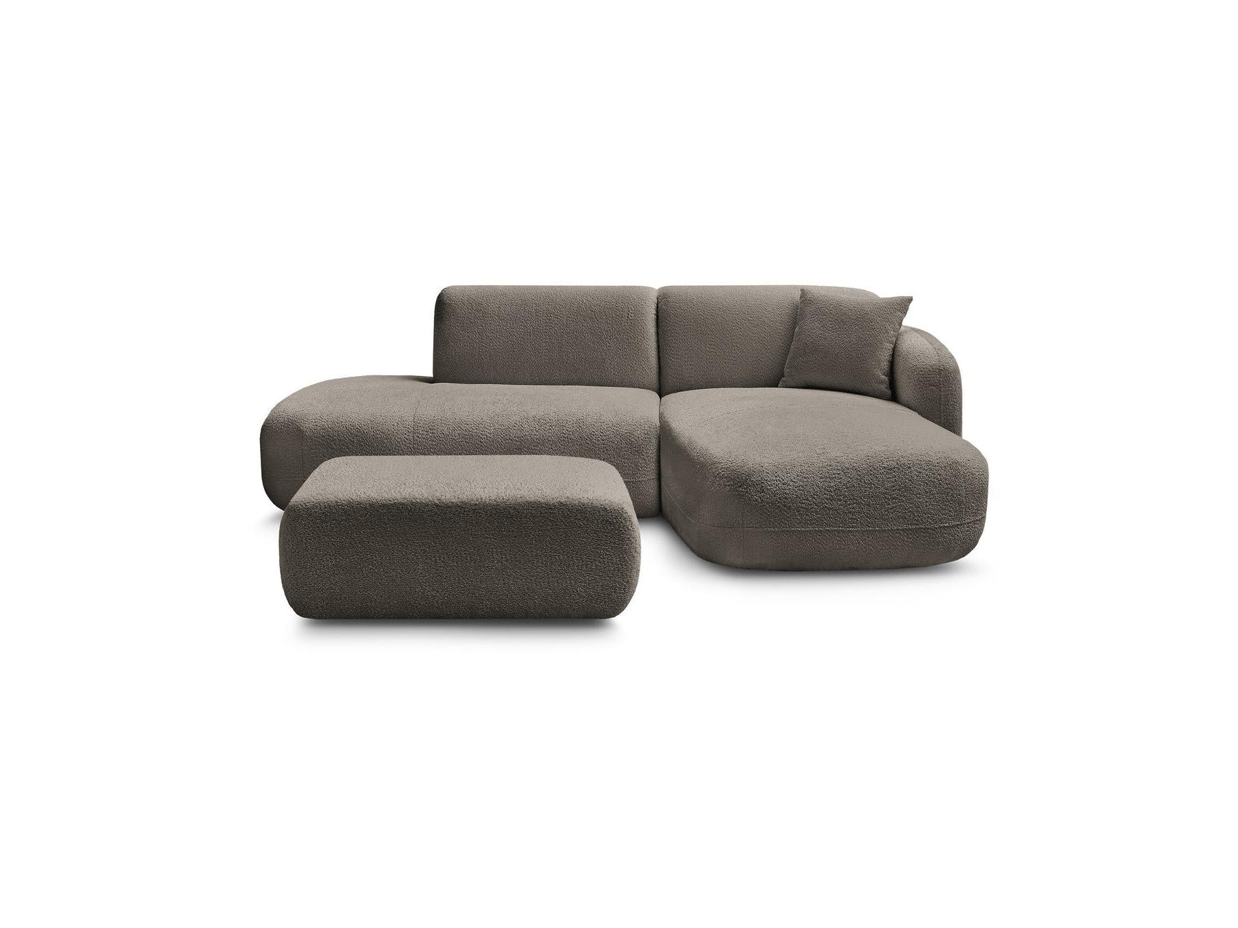 Anda - Modular Fixed Corner Sofa with 1 Chaise Longue, 1 Armless End Unit and 1 Pouffe - Right-Hand Corner