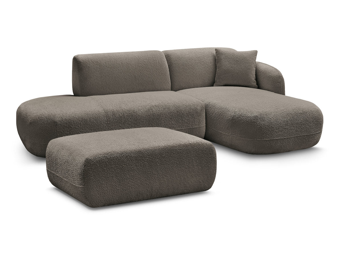 Anda - Modular Fixed Corner Sofa with 1 Chaise Longue, 1 Armless End Unit and 1 Pouffe - Right-Hand Corner