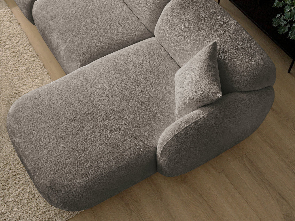 Anda - Modular Fixed Corner Sofa with 1 Chaise Longue, 1 Armless End Unit and 1 Pouffe - Right-Hand Corner