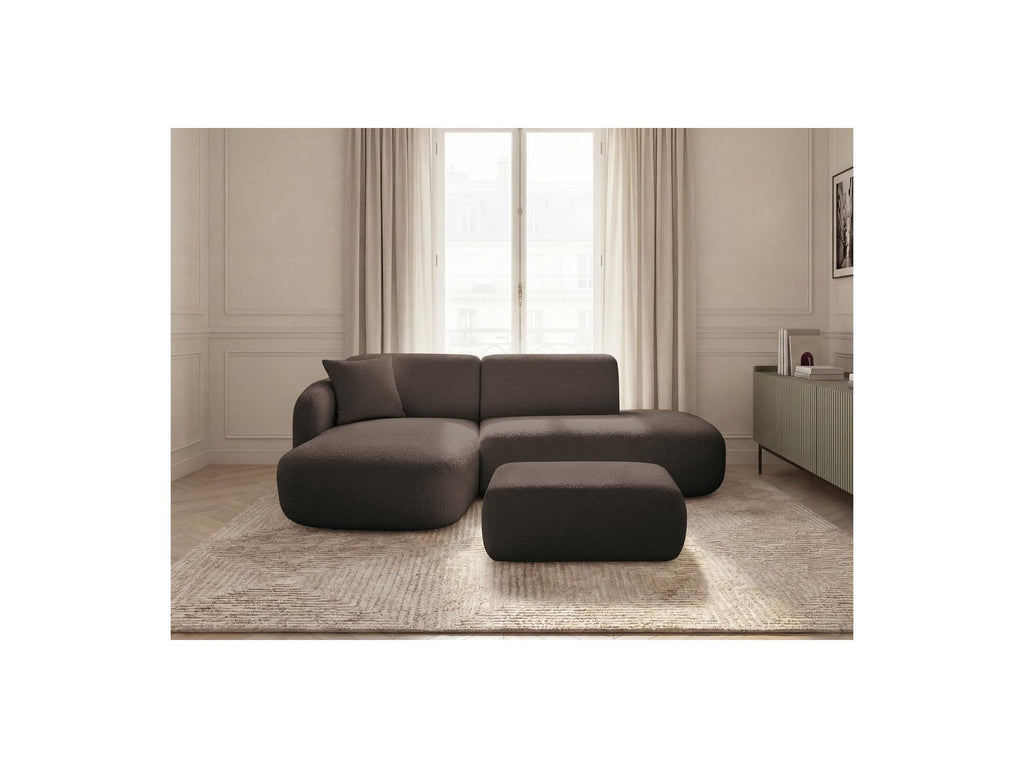 Anda - Modular Fixed Corner Sofa with 1 Chaise Longue, 1 Armless End Unit and 1 Pouffe - Left-Hand Corner