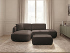 Anda - Modular Fixed Corner Sofa with 1 Chaise Longue, 1 Armless End Unit and 1 Pouffe - Left-Hand Corner
