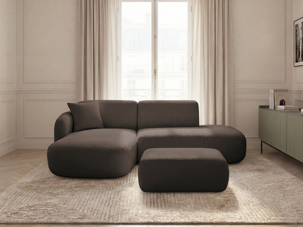 Anda - Modular Fixed Corner Sofa with 1 Chaise Longue, 1 Armless End Unit and 1 Pouffe - Left-Hand Corner