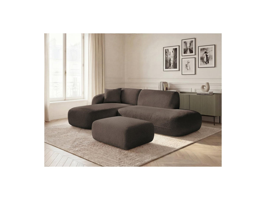 Anda - Modular Fixed Corner Sofa with 1 Chaise Longue, 1 Armless End Unit and 1 Pouffe - Left-Hand Corner
