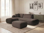 Anda - Modular Fixed Corner Sofa with 1 Chaise Longue, 1 Armless End Unit and 1 Pouffe - Left-Hand Corner