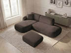 Anda - Modular Fixed Corner Sofa with 1 Chaise Longue, 1 Armless End Unit and 1 Pouffe - Left-Hand Corner