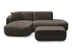 Anda - Modular Fixed Corner Sofa with 1 Chaise Longue, 1 Armless End Unit and 1 Pouffe - Left-Hand Corner