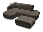 Anda - Modular Fixed Corner Sofa with 1 Chaise Longue, 1 Armless End Unit and 1 Pouffe - Left-Hand Corner