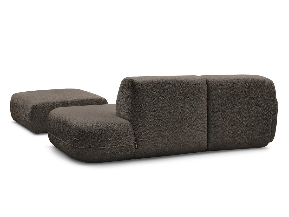 Anda - Modular Fixed Corner Sofa with 1 Chaise Longue, 1 Armless End Unit and 1 Pouffe - Left-Hand Corner