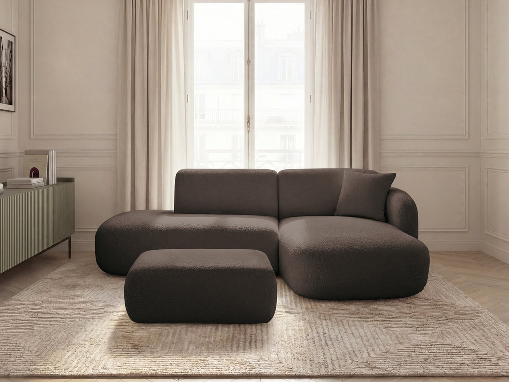 Anda - Modular Fixed Corner Sofa with 1 Chaise Longue, 1 Armless End Unit and 1 Pouffe - Right-Hand Corner