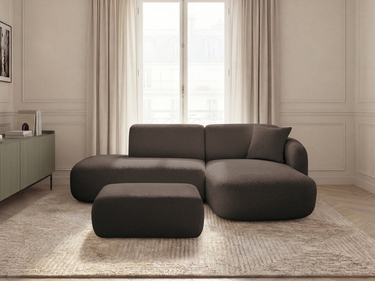 Anda - Modular Fixed Corner Sofa with 1 Chaise Longue, 1 Armless End Unit and 1 Pouffe - Right-Hand Corner