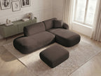 Anda - Modular Fixed Corner Sofa with 1 Chaise Longue, 1 Armless End Unit and 1 Pouffe - Right-Hand Corner