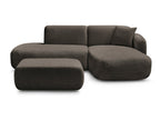 Anda - Modular Fixed Corner Sofa with 1 Chaise Longue, 1 Armless End Unit and 1 Pouffe - Right-Hand Corner