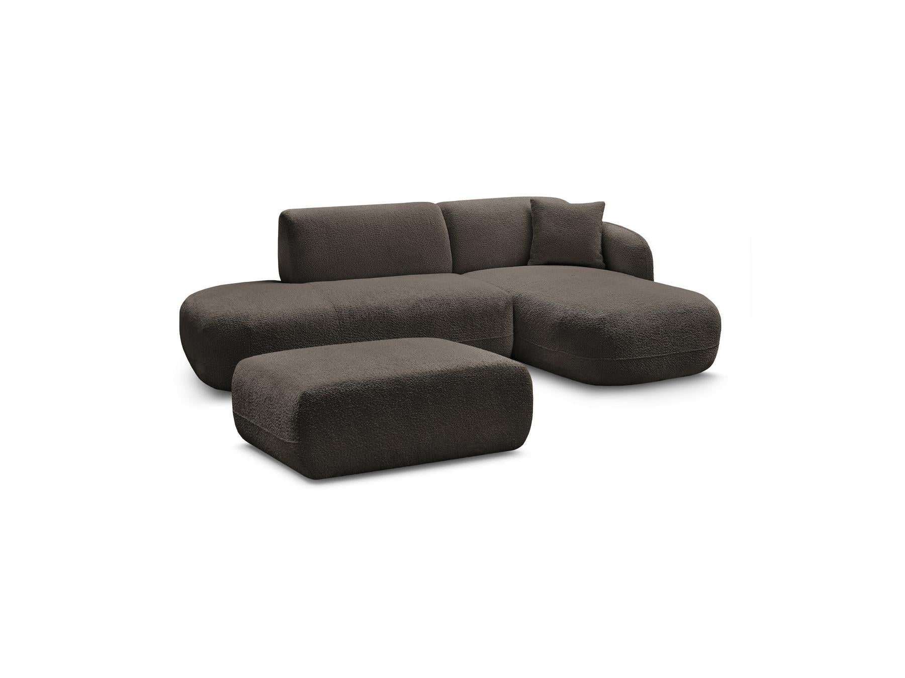 Anda - Modular Fixed Corner Sofa with 1 Chaise Longue, 1 Armless End Unit and 1 Pouffe - Right-Hand Corner