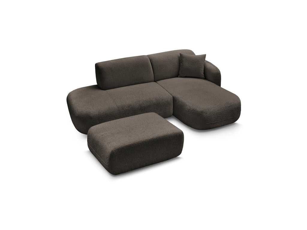 Anda - Modular Fixed Corner Sofa with 1 Chaise Longue, 1 Armless End Unit and 1 Pouffe - Right-Hand Corner