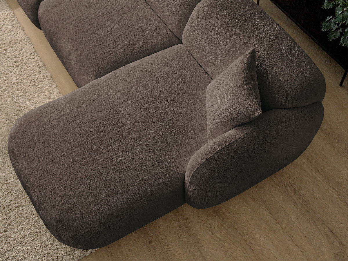 Anda - Modular Fixed Corner Sofa with 1 Chaise Longue, 1 Armless End Unit and 1 Pouffe - Right-Hand Corner