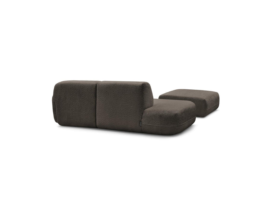 Anda - Modular Fixed Corner Sofa with 1 Chaise Longue, 1 Armless End Unit and 1 Pouffe - Right-Hand Corner